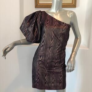 HOUSE OF HOLLAND Mini Dress Purple One Shoulder Puff Sleeve